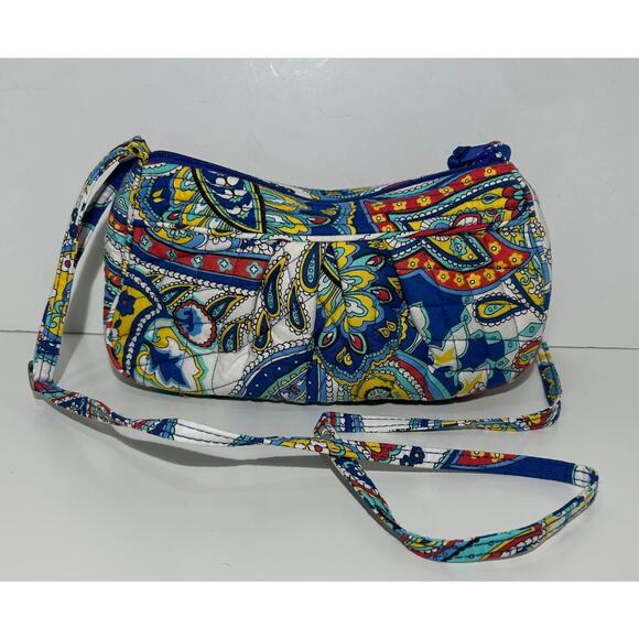 Vera Bradley MARINA PAISLEY Mini Crossbody Handbag Quilted White Blue Floral - Picture 1 of 5